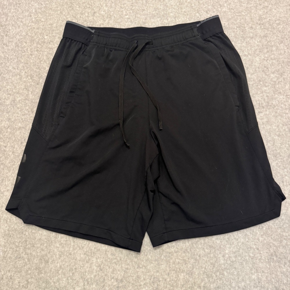 Under Armour Mens HeatGear Fitted Athletic Shorts Black Large Drawstring Pocket